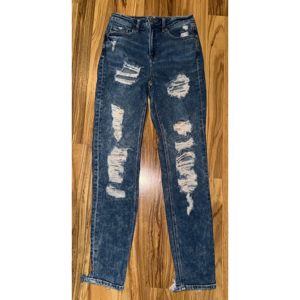 American Eagle Mom Jeans Women's Sz 0 Long Distressed Stretch